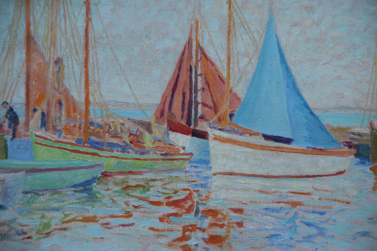 Sails At Le Pouliguen By Auguste-michel Colle (1872-1949)-photo-3