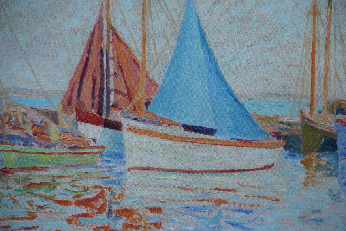 Sails At Le Pouliguen By Auguste-michel Colle (1872-1949)-photo-4