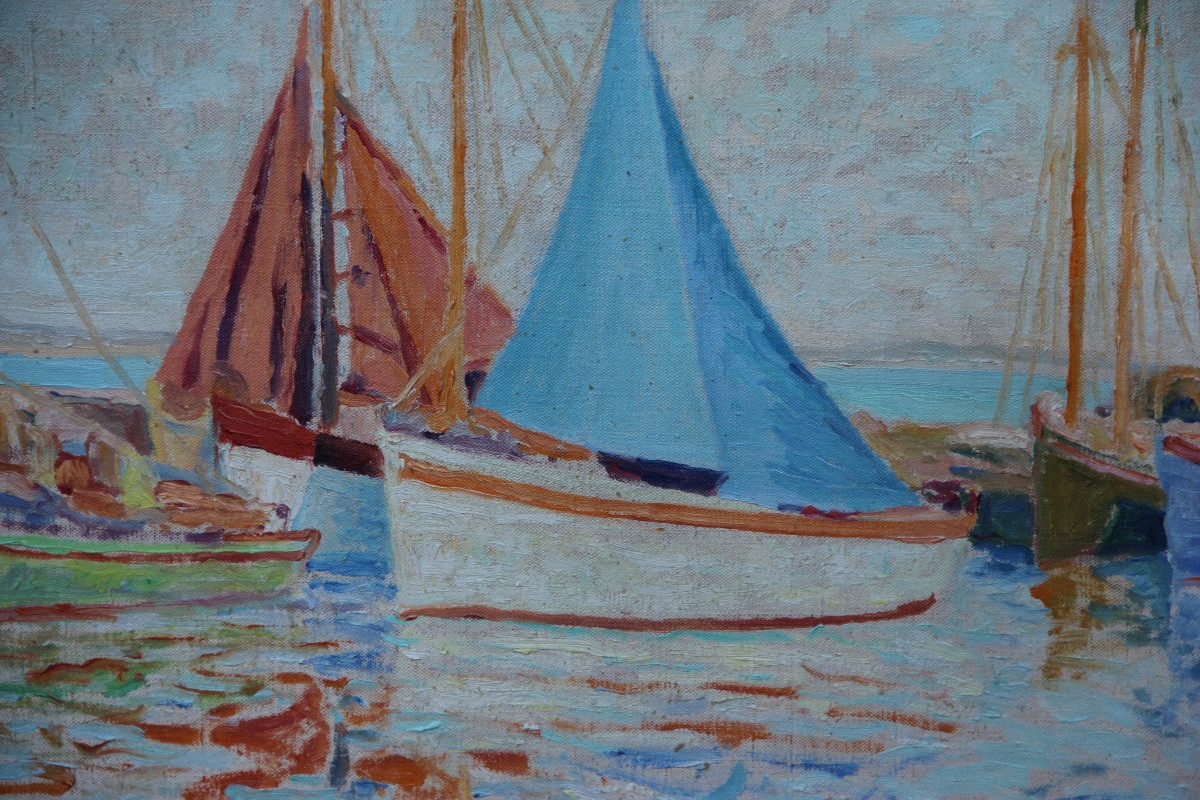 Sails At Le Pouliguen By Auguste-michel Colle (1872-1949)-photo-2