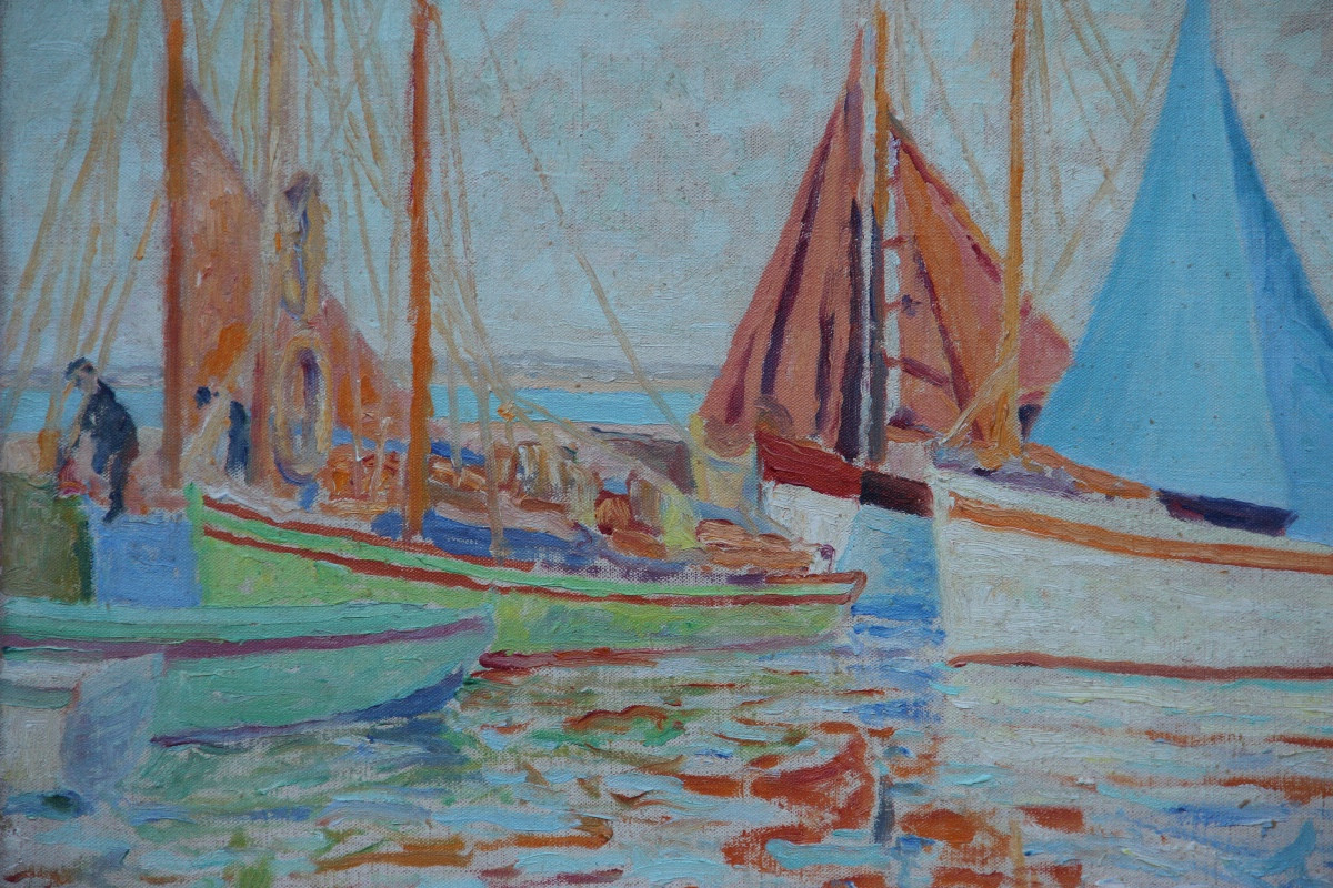 Sails At Le Pouliguen By Auguste-michel Colle (1872-1949)