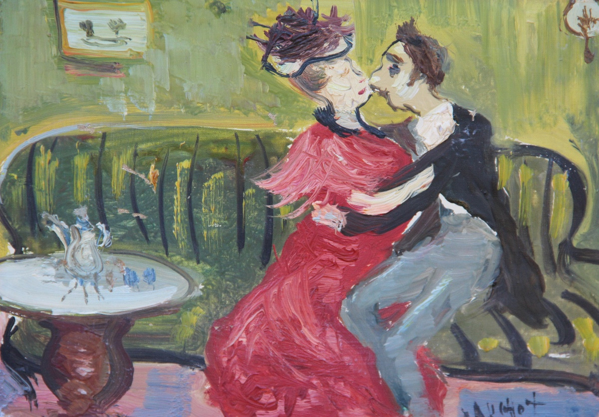 Le Couple Amoureux By Gabriel Dauchot (1927-2003)-photo-2