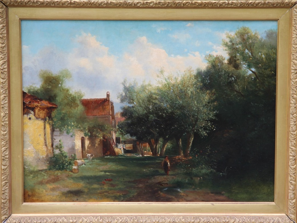 Paysage ensoleillé Ecole HOLLANDAISE XIXème signée-photo-3