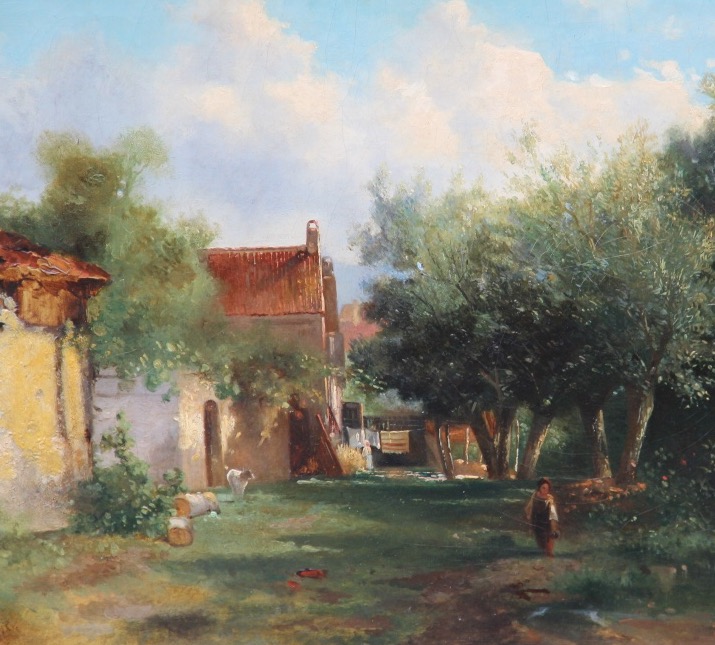 Paysage ensoleillé Ecole HOLLANDAISE XIXème signée-photo-4