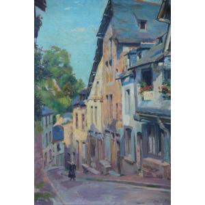 DINAN, la rue du JERZUAL par Joseph Alphonse CHAULEUR (1878-1965)