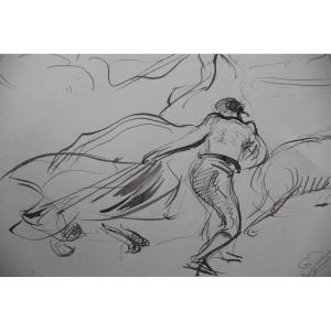 Scène de TAUROMACHIE par Victor PROUVE (1858-1943)