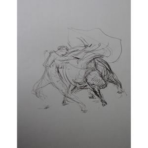 Scène de TAUROMACHIE par Victor PROUVE (1858-1943)