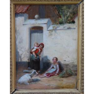 La Jeune Maman par Charles Auguste LOBBEDEZ (1825-1882)