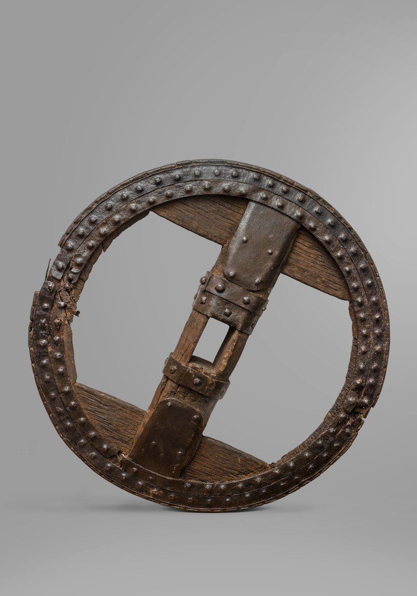 A French/italian Medieval Wooden And Iron Wheel