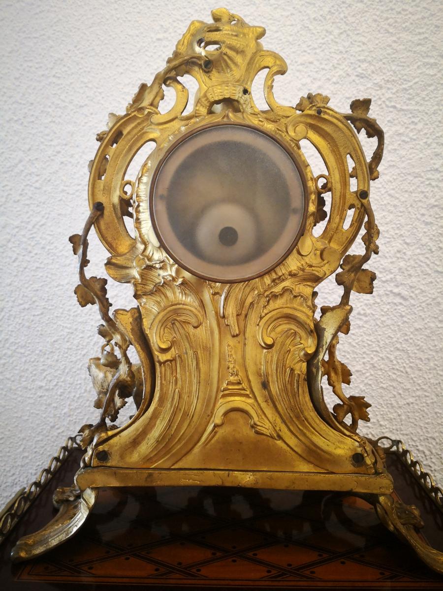 Pendule Cartel Bronze Doré Aux Puttis-photo-4