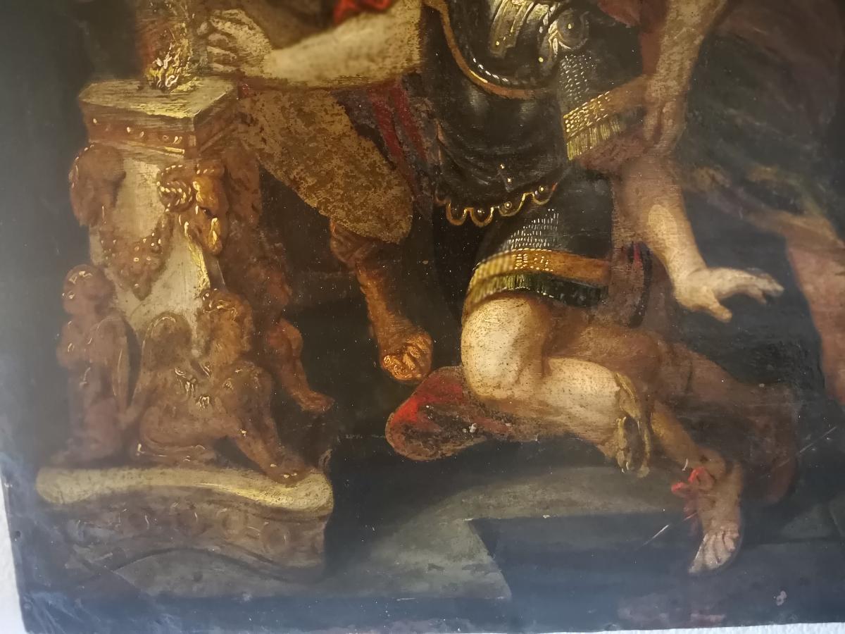 Grande Peinture Sur Cuivre XVII ème Siecle-photo-3