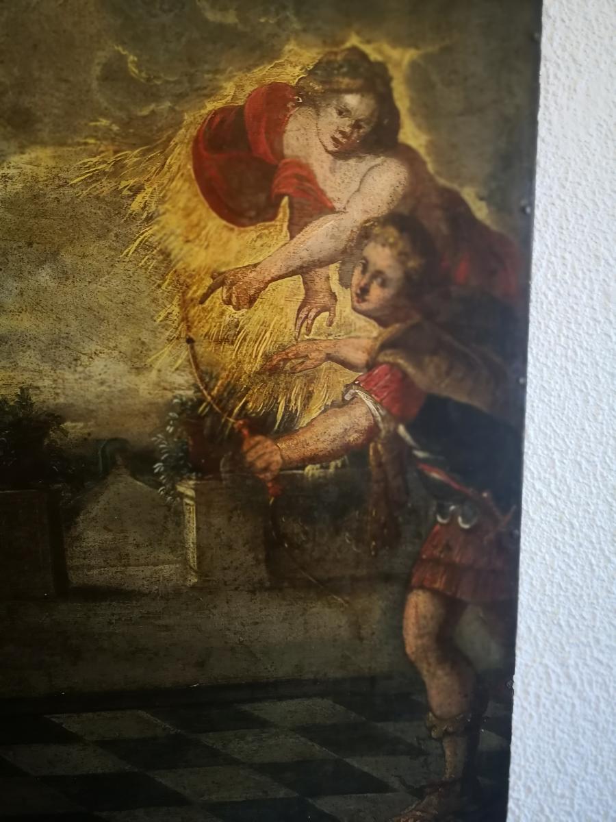 Grande Peinture Sur Cuivre XVII ème Siecle-photo-3