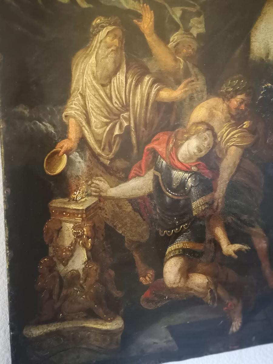 Grande Peinture Sur Cuivre XVII ème Siecle-photo-5