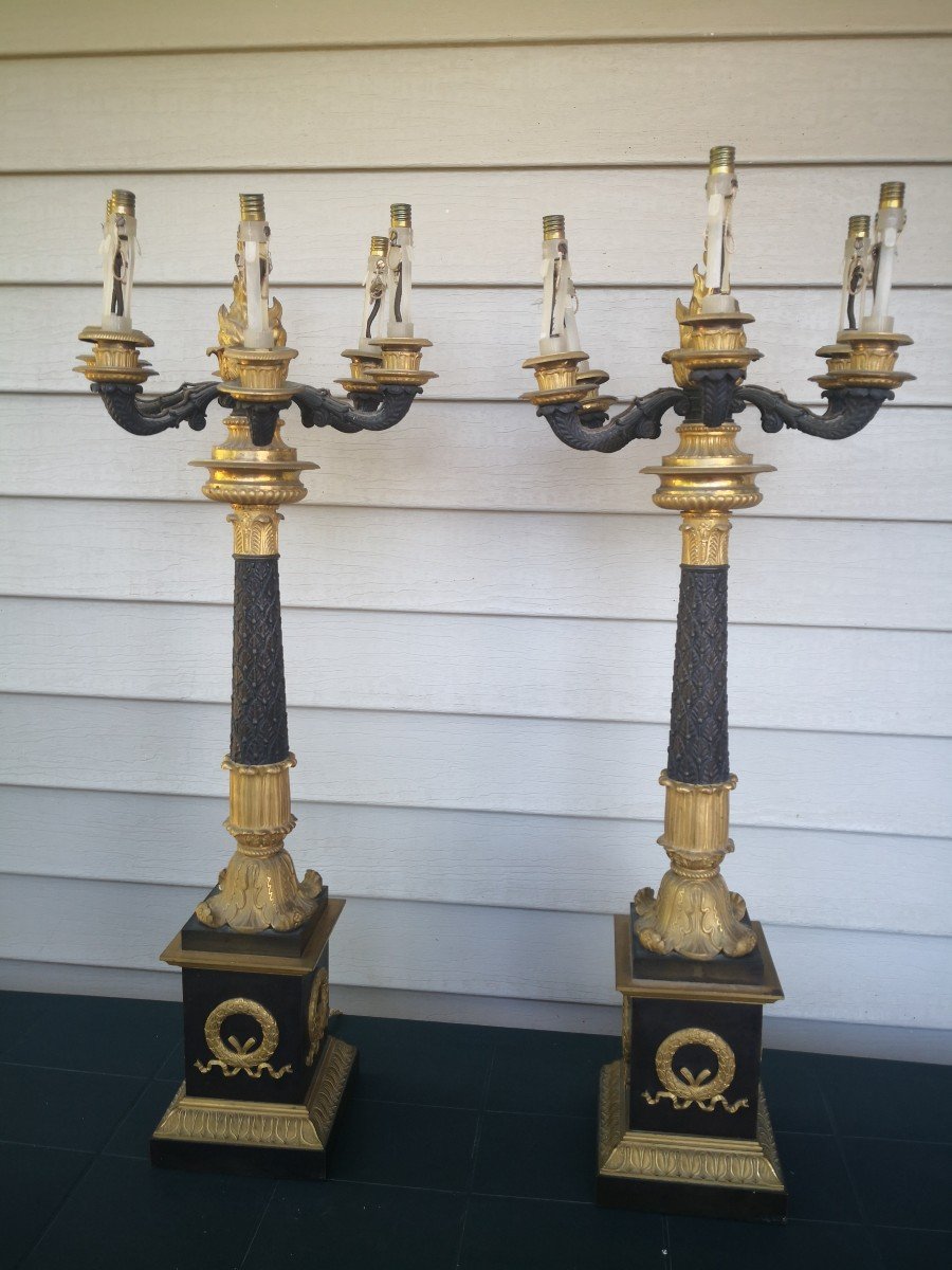 Imposante Paire De Candelabres Empire-photo-2