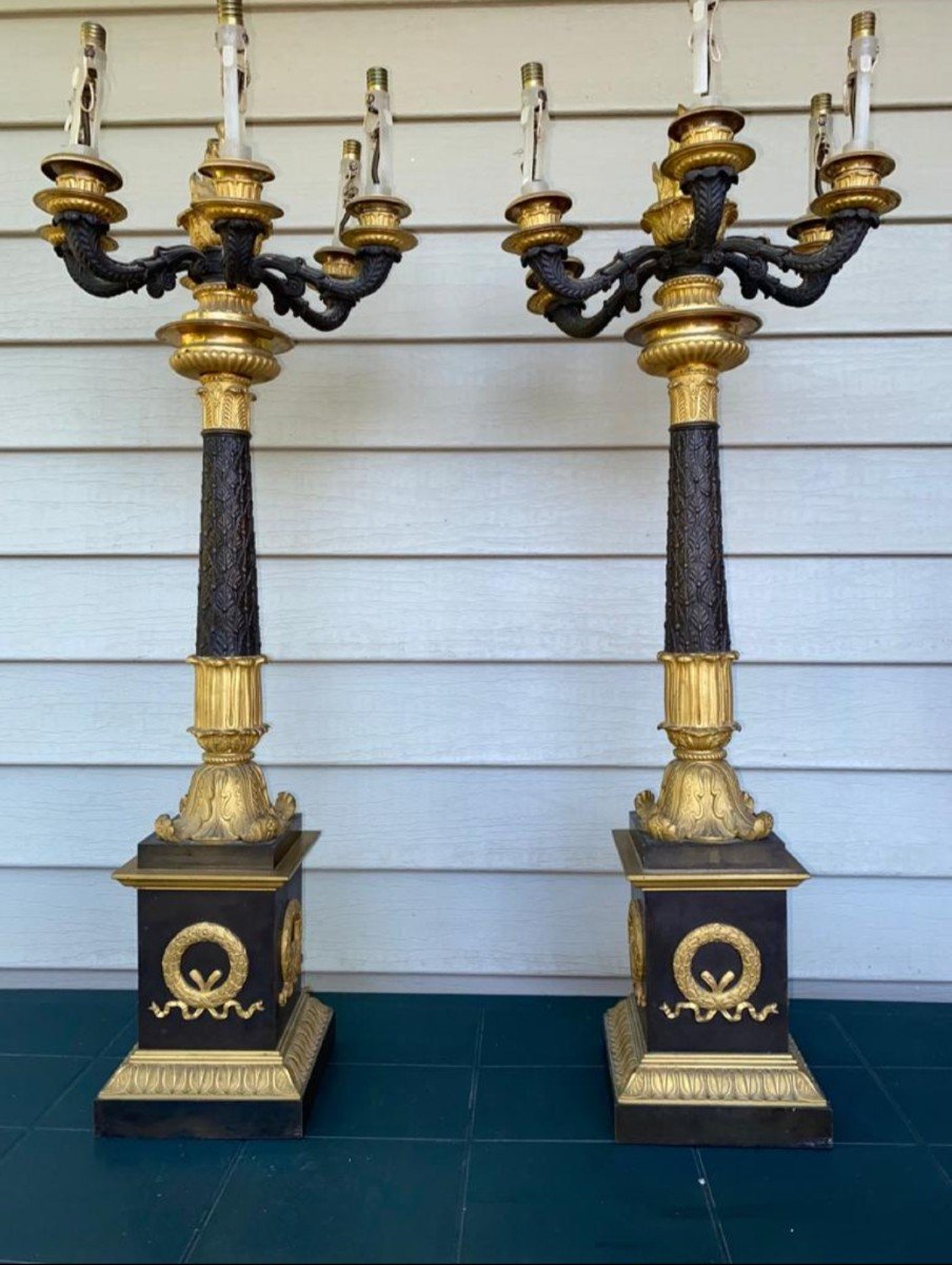Imposante Paire De Candelabres Empire