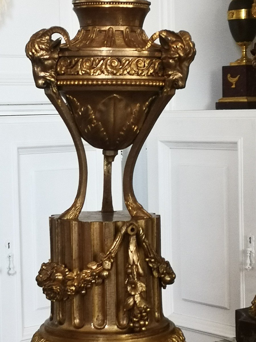 Grande Paire De Cassolettes Réversibles Bronze Doré -photo-2