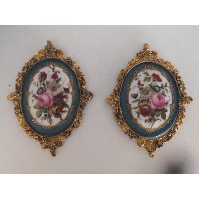 Paire Plaques Porcelaine Sevres 