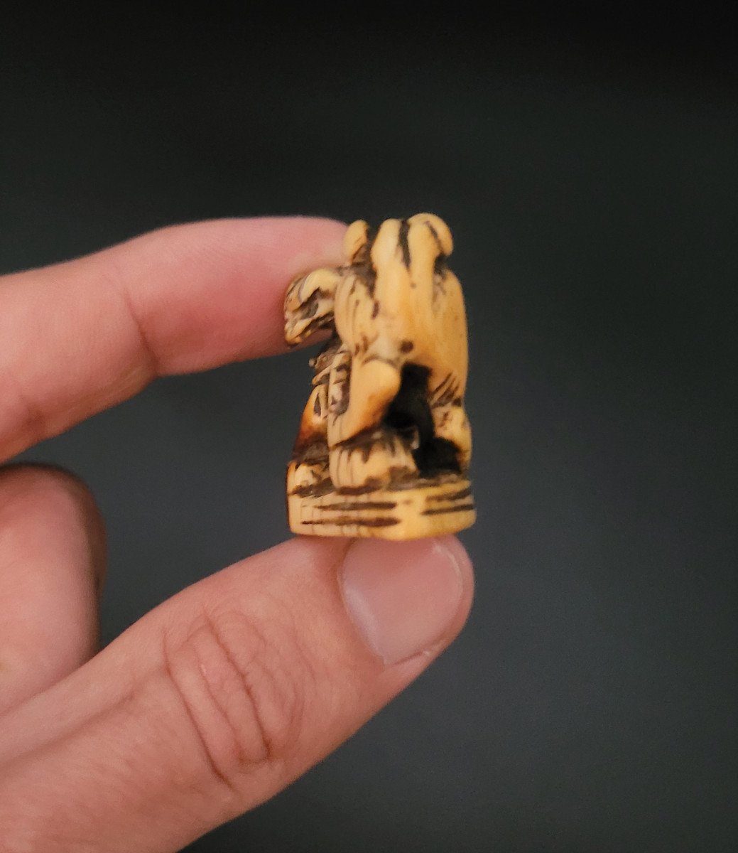 Netsuke - Shishi With 3 Tamas - Ivory - Japan - XVIIIth-photo-4