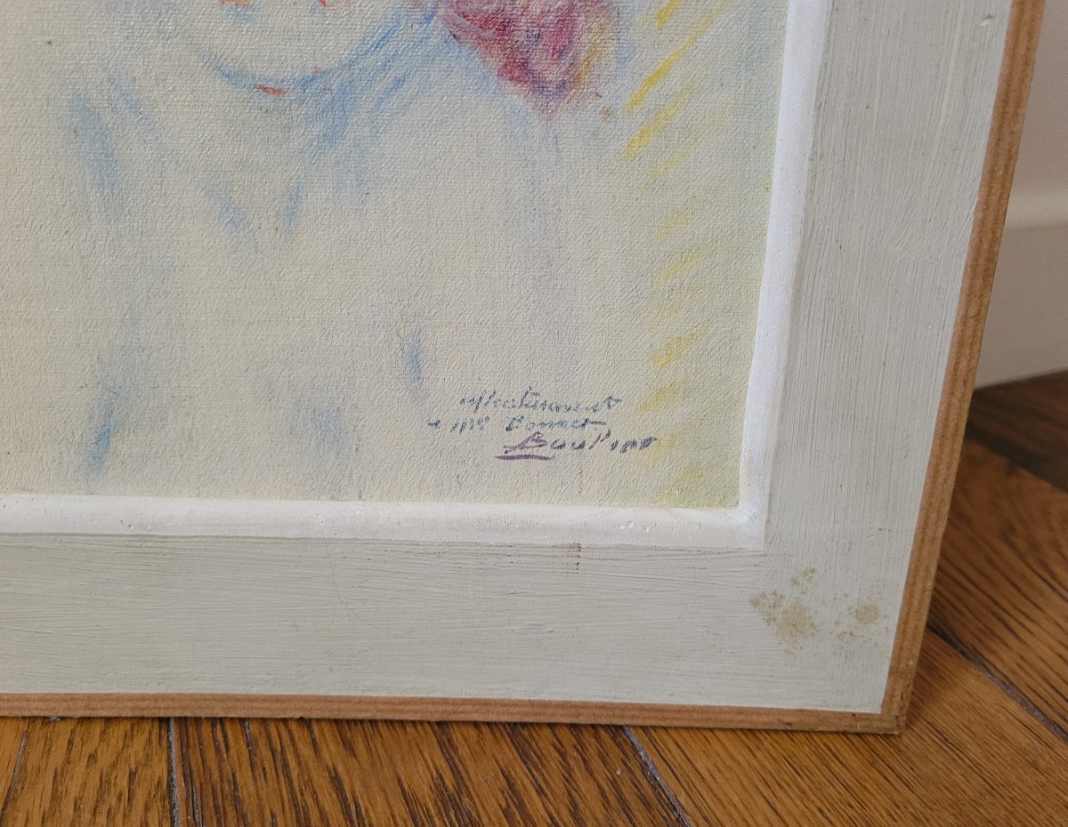 Lucien Boulier (1882 – 1963) - Jeune Femme Au Rouge à Lèvres - Huile Sur Toile-photo-3