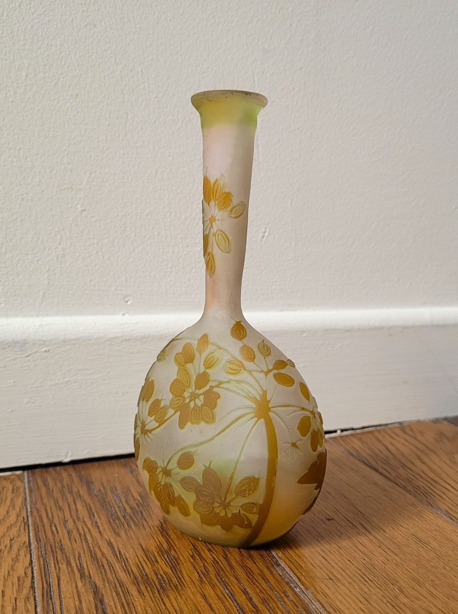 Gallé Soliflore Vase - Umbelliferae Decor - Signed-photo-2