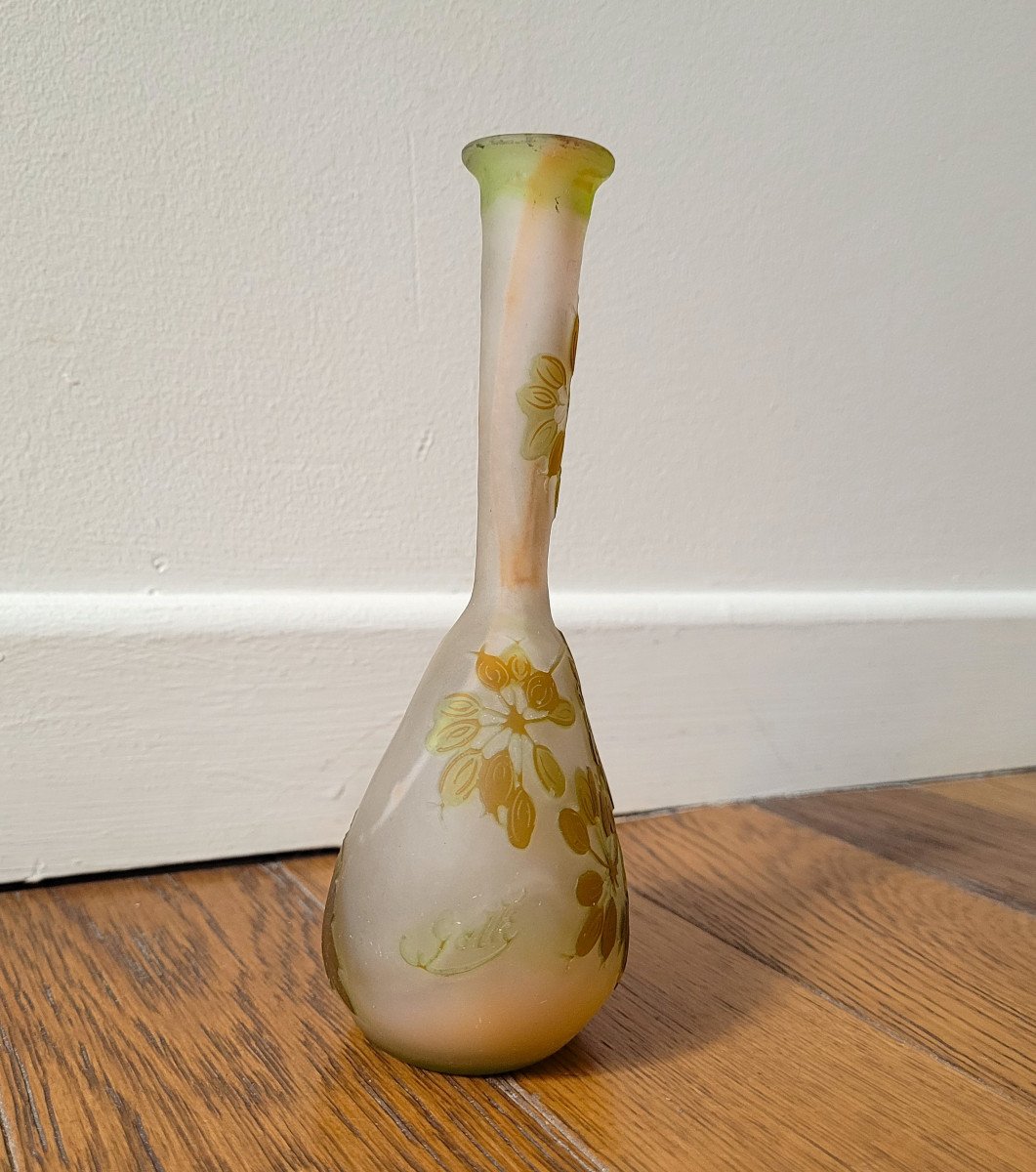 Gallé Soliflore Vase - Umbelliferae Decor - Signed-photo-3