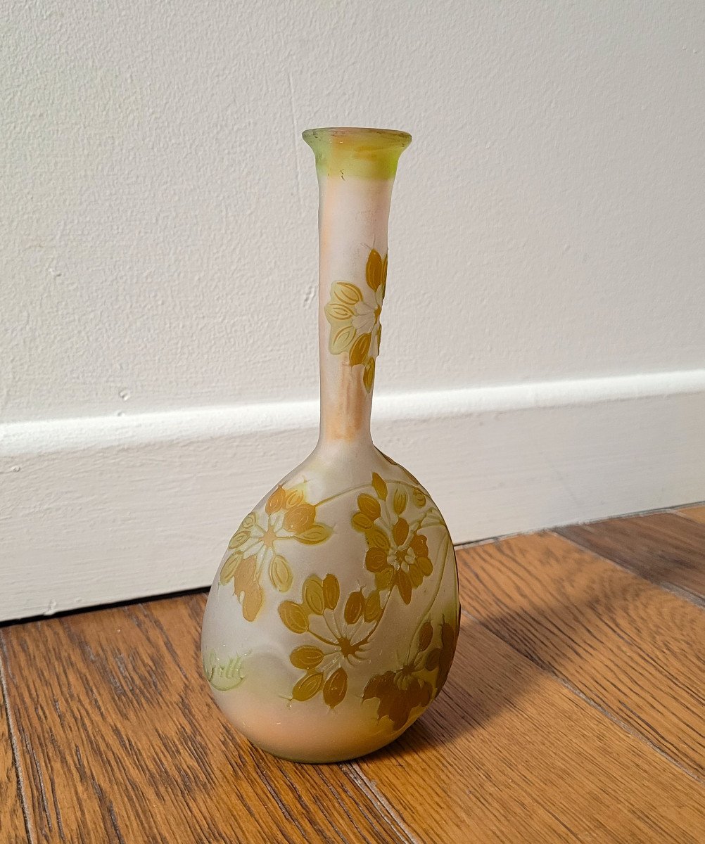 Gallé Soliflore Vase - Umbelliferae Decor - Signed-photo-4