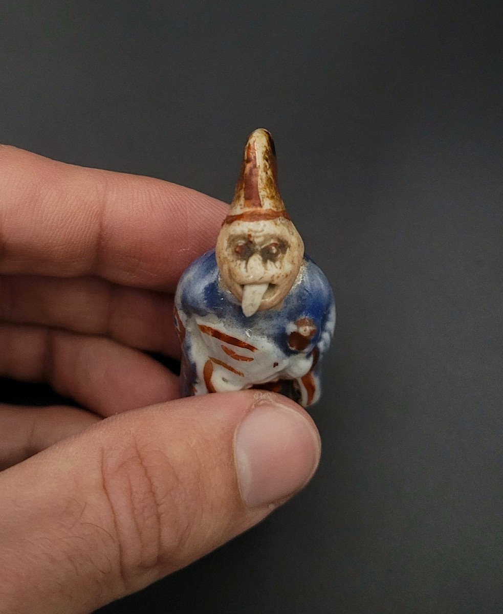 Netsuke - Singe Déguisé En Danseur De Sambaso - Porcelaine- Fin XIXème-photo-2