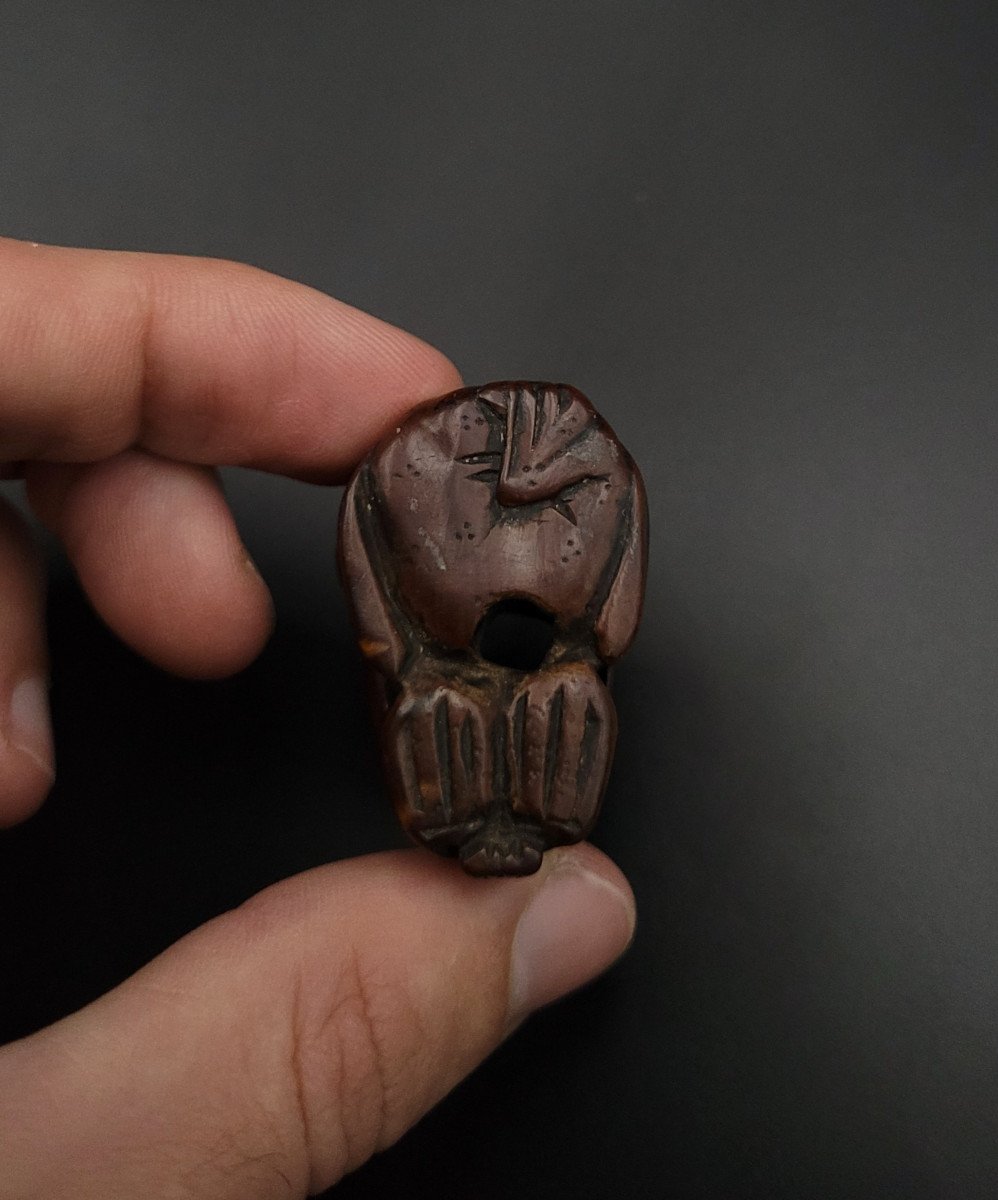 Netsuke - Blind Masseur And Sumo Wrestler - Wood - Edo Period-photo-3