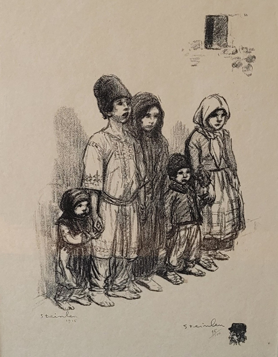 Théophile Alexandre Steinlen (1859-1923) -  Enfants Serbes - Lithographie Numérotée - Signée