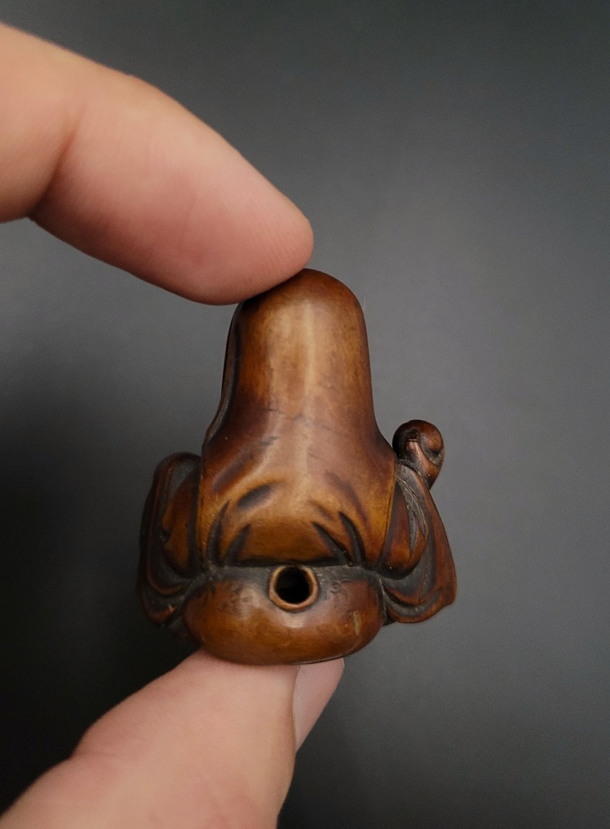 Netsuke - Fukurokuju à La Perle - Bois -Japon - XIXème-photo-4