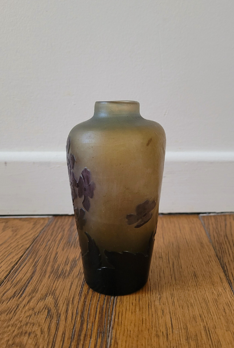 Gallé Baluster Vase - Hydrangea Flower Decoration - Signed-photo-3