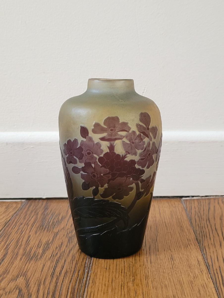 Gallé Baluster Vase - Hydrangea Flower Decoration - Signed