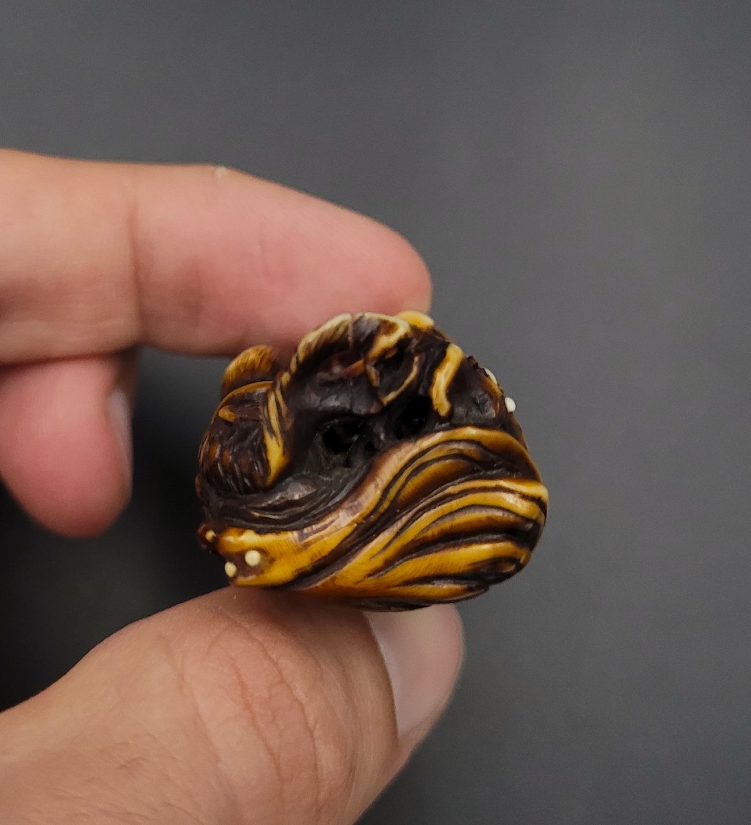 Netsuke - Sirène se débattant avec un poulpe - Ivoire - Japon - Meiji-photo-1