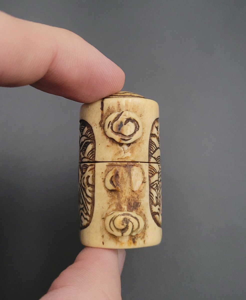 Inro Miniature - Ryujin In The Waves - Deer Antler - Meiji Period-photo-4