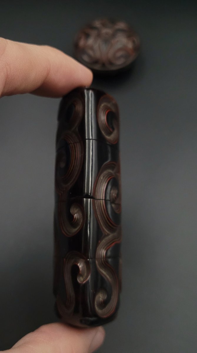 Inro et Manju netsuke - Motif de karakusa - Laque guri - Epoque Edo (1603-1868)-photo-1