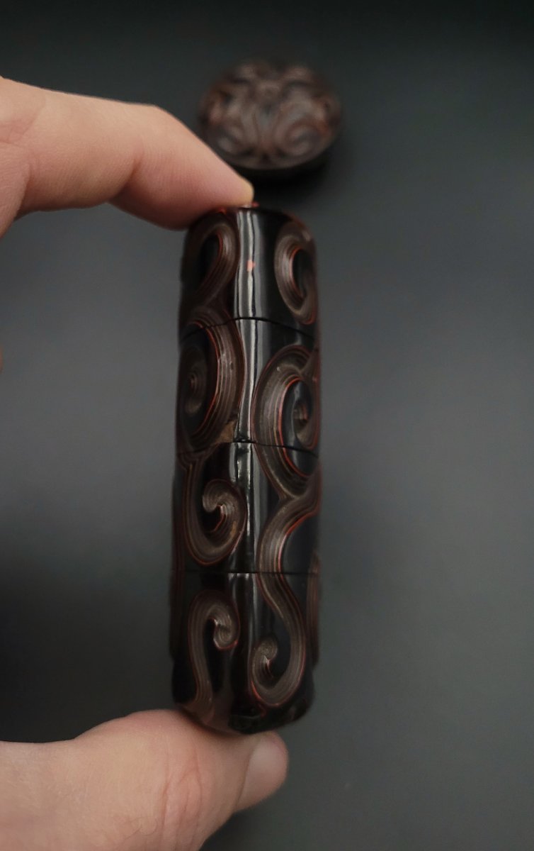 Inro et Manju netsuke - Motif de karakusa - Laque guri - Epoque Edo (1603-1868)-photo-2