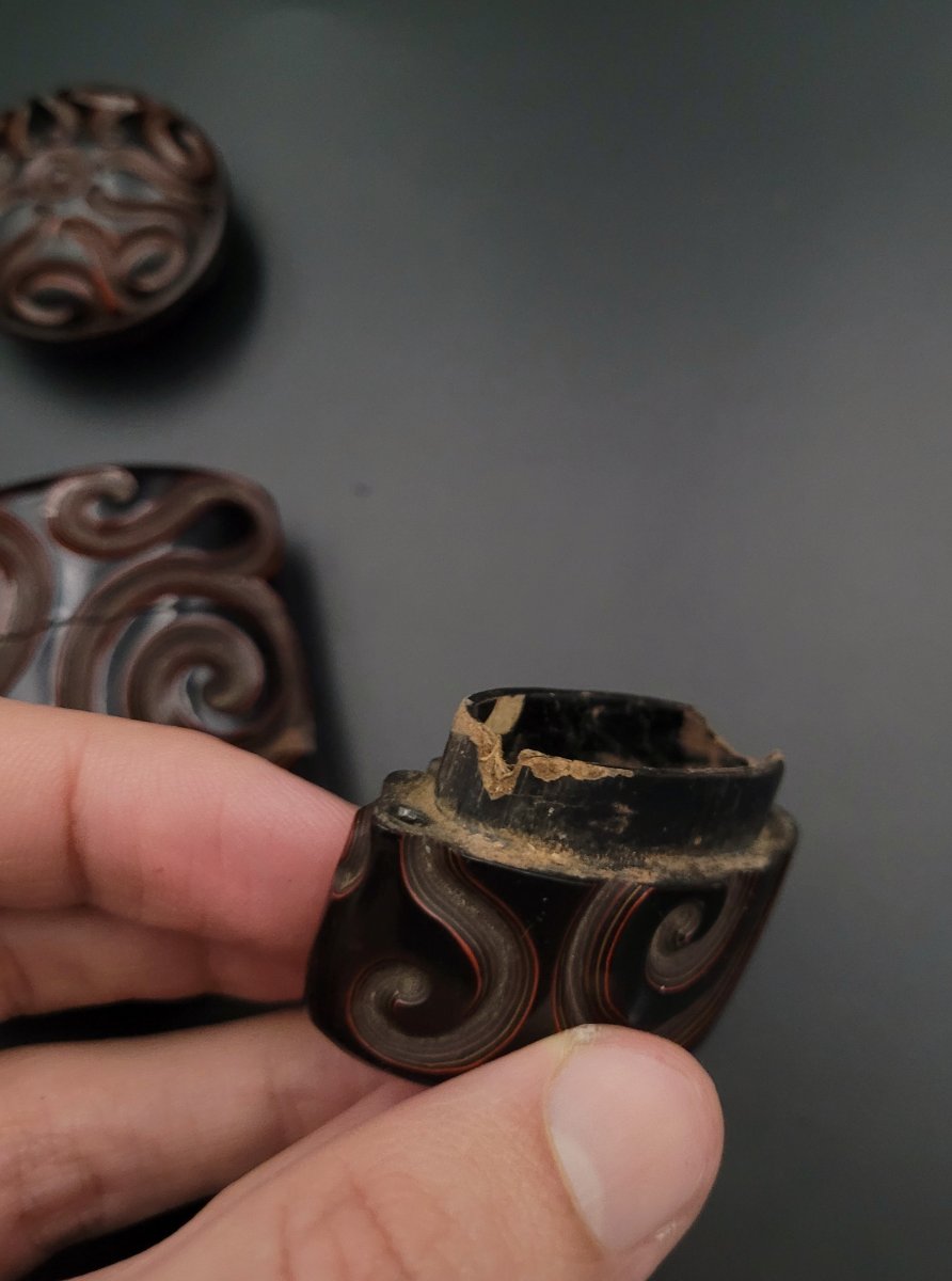 Inro et Manju netsuke - Motif de karakusa - Laque guri - Epoque Edo (1603-1868)-photo-6