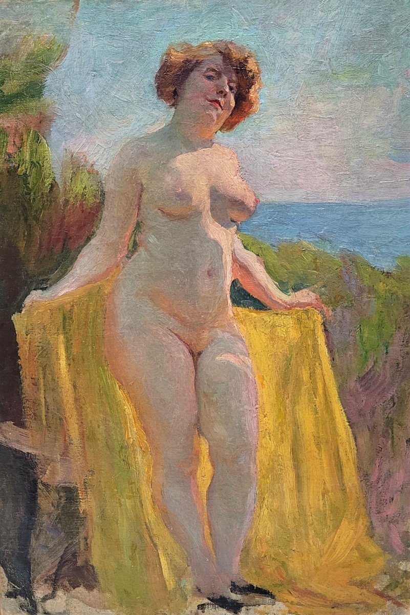 French School From The Beginning Of The 20th Century - Nude With A Yellow Cloth