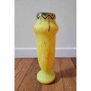 Francois Théodore Legras - Yellow Orange Marble Glass Vase