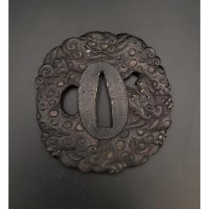 Tsuba Kawari Gata - Shishi Decor - Japan - Edo Period - Iron