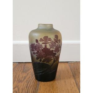 Gallé Baluster Vase - Hydrangea Flower Decoration - Signed
