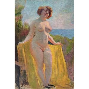 French School From The Beginning Of The 20th Century - Nude With A Yellow Cloth