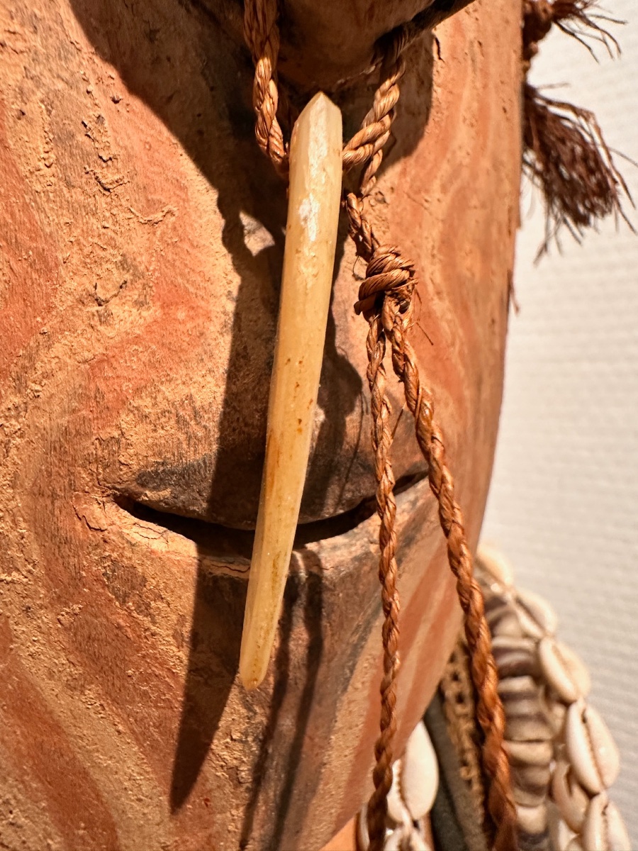 Rare figure ancestrale féminine (Wan/Waken) & bilum traditionnel, Sawos Mid Sépik, Papouasie NG-photo-4