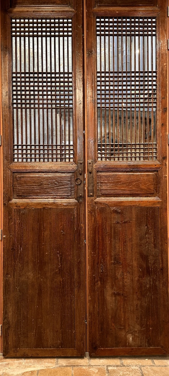 Rare paire de portes intérieures de pagode (Géshànmén 隔扇门), Chine-photo-2