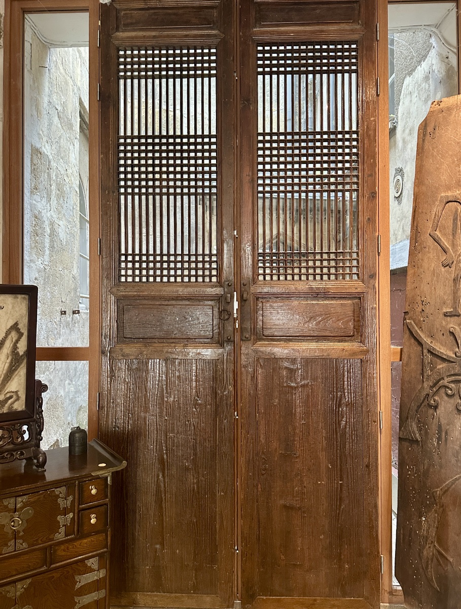 Rare paire de portes intérieures de pagode (Géshànmén 隔扇门), Chine