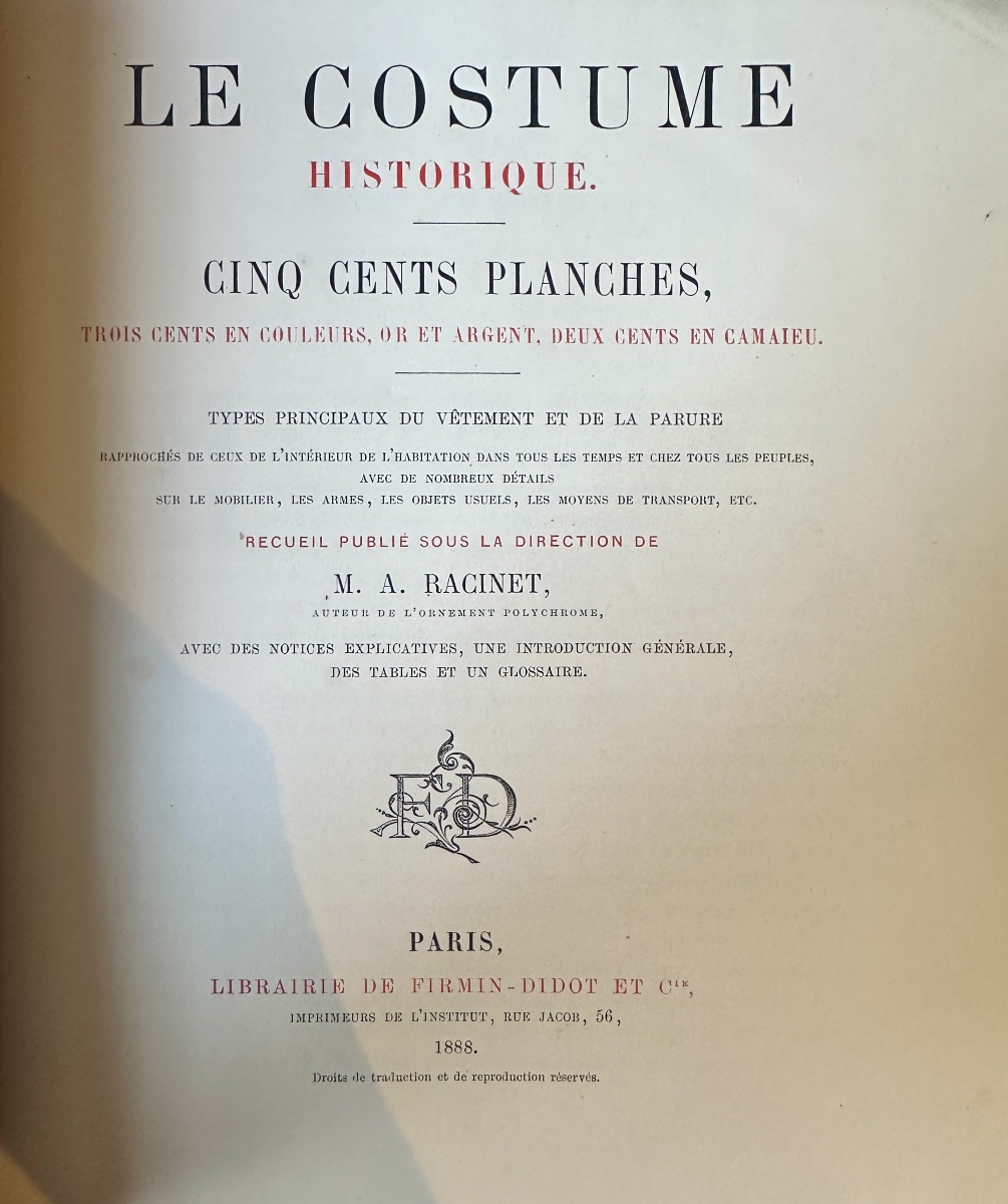*le Costume Historique* By A. Racinet, – 6 Volumes – 500 Plates,  Firmin Didot, 1888-photo-4