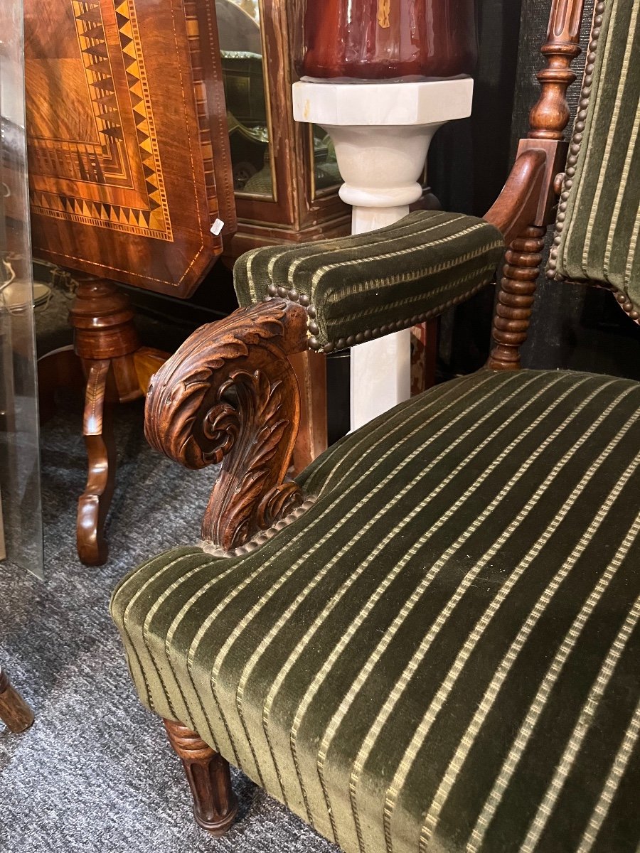 Grand Fauteuil dit de "château" - Noyer - Mascaron - v. 1880.-photo-4