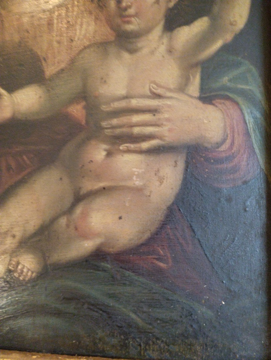 Virgin And Child - Oil On Copper - Antwerp School - 17th C.-photo-2