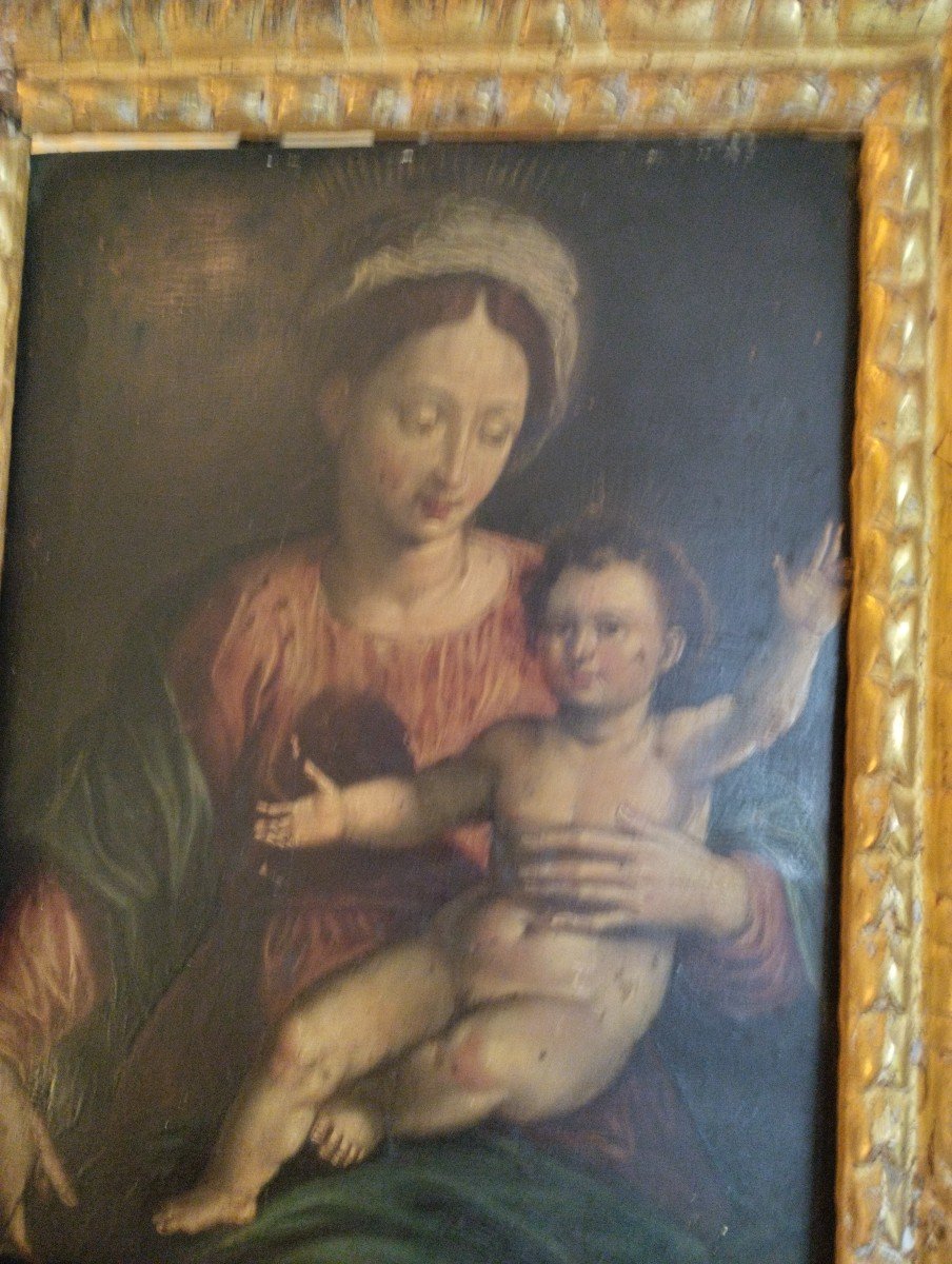 Virgin And Child - Oil On Copper - Antwerp School - 17th C.-photo-4