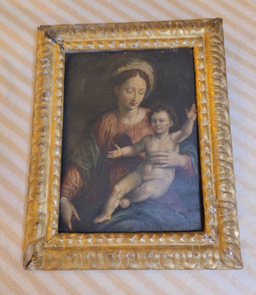 Virgin And Child - Oil On Copper - Antwerp School - 17th C.