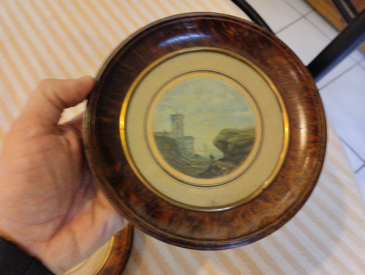Paire De Marines-  Huile Sur Carton -  Raymond Eugène Goethals - V. 1850.-photo-4